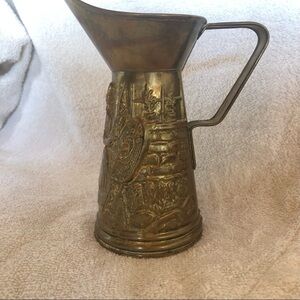 VINTAGE BRASSWARE /  embossed MINI PITCHER / Jenny Jones / Traditional Welsh WM